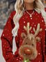 Weit Rundhals Lässig Weihnachten Sweatshirt