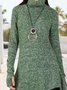 Lässig Regelmäßige Passform Wolle/Stricken Unifarben Kleid
