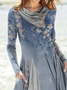 Wolle/Stricken Farbverlauf Lässig Asymmetrisch Kleid