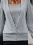 Weit Karree-Ausschnitt Lässig Sweatshirt