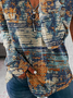 V-Ausschnitt Ethnisch Farbverlauf Regelmäßige Passform Sweatshirt