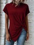 Rundhals Lässig Unifarben T-Shirt
