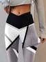 Fest Farbblock Lässig Leggings