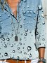 Regelmäßige Passform Hemdkragen Lässig Polka Dots Bluse