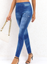 Schmetterling Print Denimblau Hoch Tailliert Leggings