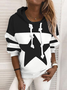 Kapuze Farbblock Weit Lässig Sweatshirt