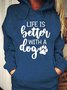 Weit Lässig Kapuze Textbriefe Sweatshirt
