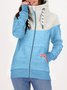 Damen Geometrisch Lässig Winter Reißverschluss Normal Mikroelastizität Täglich Regelmäßig H-Linie Jacke