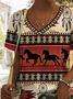 V-Ausschnitt Regelmäßige Passform Ethnisch Ethnisch T-shirt Bedrucken