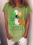 Damen Katze Kurzarm T-Shirts T-Shirt Rundhals Lässig Sommer Oberteile