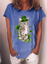 Damen Katze Kurzarm T-Shirts T-Shirt Rundhals Lässig Sommer Oberteile