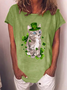 Damen Katze Kurzarm T-Shirts T-Shirt Rundhals Lässig Sommer Oberteile