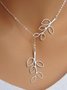 Lässig Silber Cut-Out Blätter Halskette Böhmisch Urlaub Schmuck