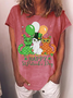 Damen Katze Kurzarm T-Shirts T-Shirt Rundhals Lässig Sommer Oberteile