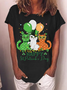 Damen Katze Kurzarm T-Shirts T-Shirt Rundhals Lässig Sommer Oberteile