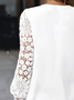 Weit Lässig Halb offener Kragen Spitze Kleid