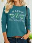Damen glücklich NS.Patricks Tag Lässig Polyester Weit Textbriefe Bluse