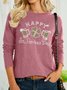Damen glücklich NS.Patricks Tag Lässig Polyester Weit Textbriefe Bluse