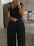 Unifarben Asymmetrisch Lässig Weit Jumpsuit