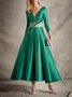 A-Linien MUTTER der das Braut Kleid Einfach Elegant V-Ausschnitt Knöchellänge Satin 3/4 Länge Ärmel Mit Schärpe / Band Falten 2023
