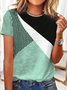 Jersey Lässig Gestreift T-Shirt
