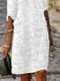 Unifarben Leinen Baumwolle Leinen V-Ausschnitt Kleid