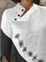 Damen künstlerisch Baumwolle Schwarz und Weiß Blume Hälfte Länge Rock