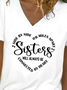 Schwester Textbriefe Lässig V-Ausschnitt Weit T-Shirt