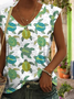 Damen Kurzarm T-Shirts T-Shirt Sommer Marine Leben Jersey V-Ausschnitt Täglich Ausgehen Lässig Oberteile