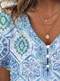 Schick Blau Print Kurzarm Oberteile
