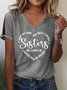 Schwester Textbriefe Lässig V-Ausschnitt Weit T-Shirt