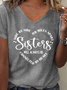 Schwester Textbriefe Lässig V-Ausschnitt Weit T-Shirt
