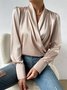 Satin Kreuzhals Einfach Bluse