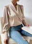 Satin Kreuzhals Einfach Bluse