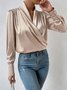 Satin Kreuzhals Einfach Bluse