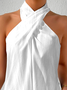 Damen Ärmellos Tanktop Oberteile Leibchen Sommer Unifarben Kreuz Neckholder Täglich Lässig Oberteile