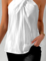 Damen Ärmellos Tanktop Oberteile Leibchen Sommer Unifarben Kreuz Neckholder Täglich Lässig Oberteile