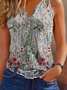 Damen Ärmellos Tanktop Oberteile Leibchen Sommer Geblümt Gekerbt Täglich Ausgehen Lässig Oberteile