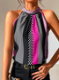 Lässig Neckholder Weit Geometrisch Polka Dot Print Schlüssel Loch Zurück Neckholder Kragen Tanktop Oberteile