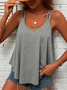 Spaghettiträger Weit Lässig Knopf Detail Tanktop Oberteile
