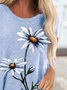 Damen Sommer Sonnenblume Print T-Shirt Oberteile