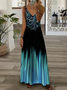 Sommer Farbverlauf Spaghettiträger Lässig Unterhose Kleid