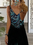 Sommer Farbverlauf Spaghettiträger Lässig Unterhose Kleid