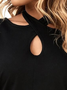 Unifarben Lässig Neckholder Ausgehöhlt T-Shirt