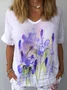 Damen Aquarell Iris und Libelle Print Bluse