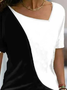 Farbblock Lässig Regelmäßige Passform Karree-Ausschnitt T-Shirt