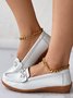 O-Ring Metall Dekor Bequem Sohle Spaltleder Lässig Halbschuhe