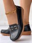 O-Ring Metall Dekor Bequem Sohle Spaltleder Lässig Halbschuhe