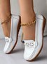 O-Ring Metall Dekor Bequem Sohle Spaltleder Lässig Halbschuhe