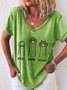 Damen Kurzarm T-Shirts T-Shirt Sommer Katze V-Ausschnitt Einfach Oberteile